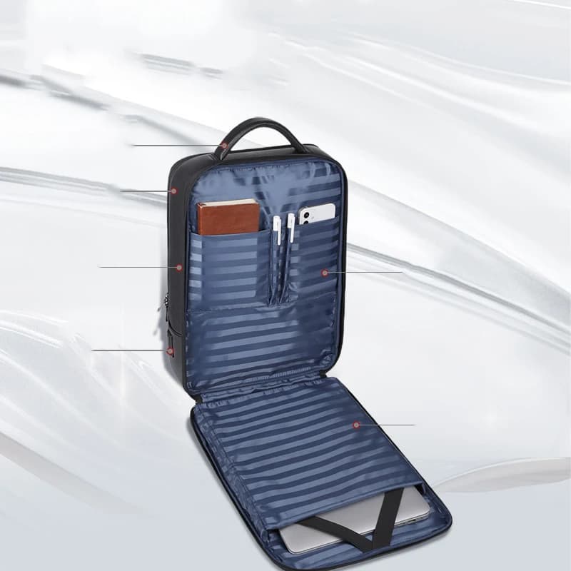 100% sac à dos en cuir véritable hommes 15.6 pouces sac à dos pour ordinateur portable USB Charge an