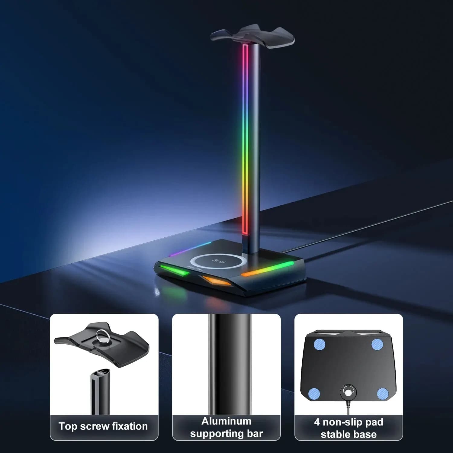 Nouveau Bee Z12 RGB support de casque avec Base de chargeur sans fil support de casque de jeu de bur