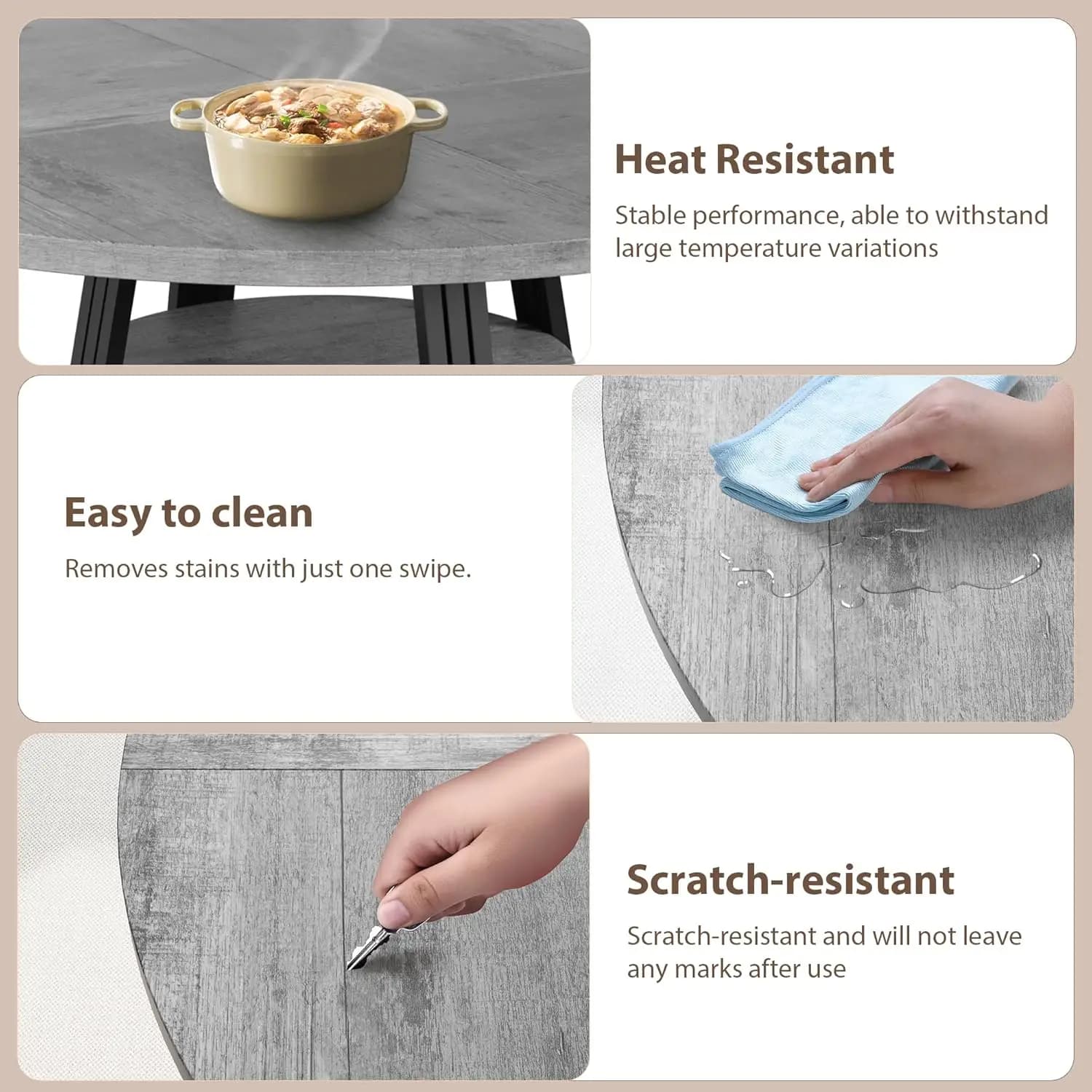 [SOULEMENT TABLE] Table à manger ronde pour table de cuisine de ferme de 4 à 6, 42" avec rangement, 