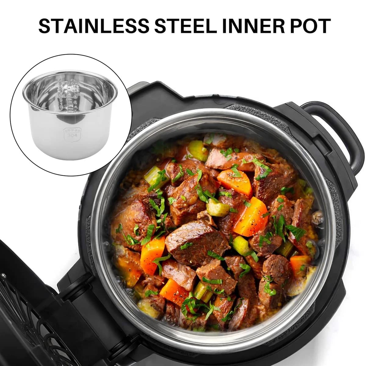 Doublure intérieure en acier inoxydable pour autocuiseur, pot pour riz, minute, 6l