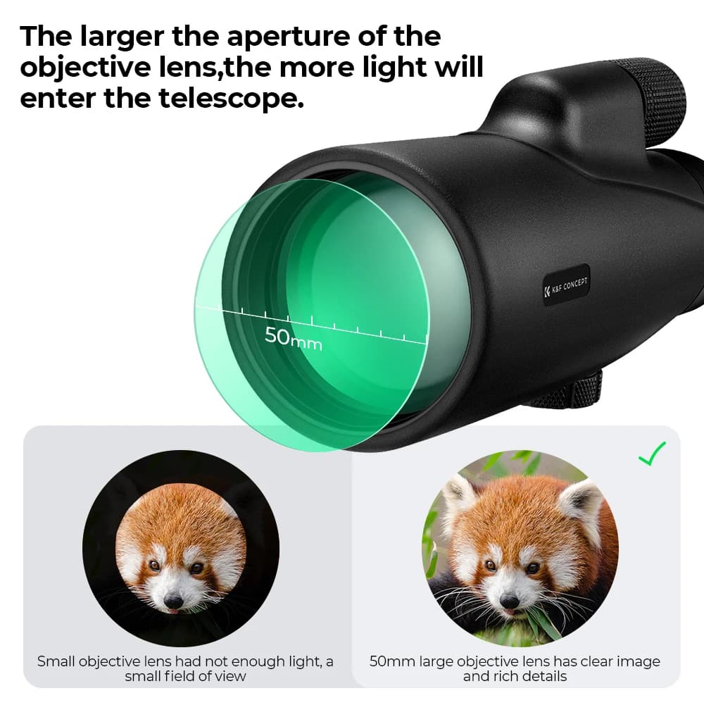 Télescope monoculaire K&F CONCEPT Outdoor 12x50 haute définition, prisme BAK-4, étanche, HD, pour ad