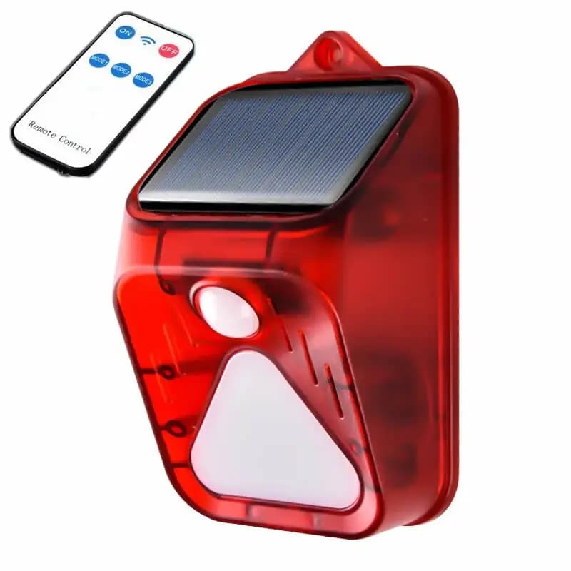 Lumière d'alarme étanche à énergie solaire, télécommande, détecteur de mouvement, sirène, alarme str