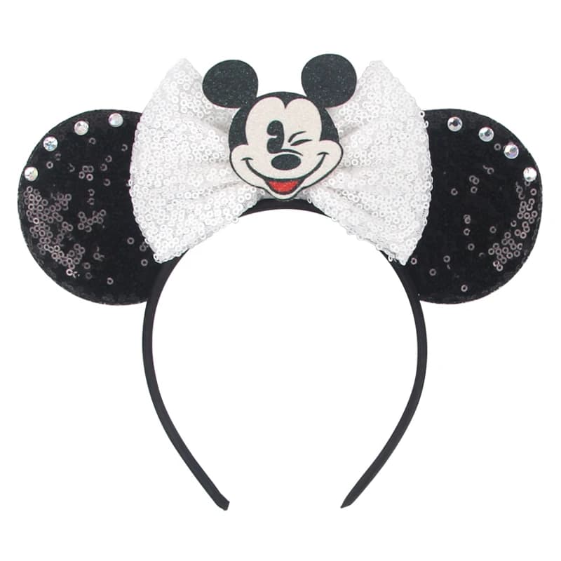 Bandeau oreilles de souris Disney pour filles et adultes, 5 pouces, avec nœud à pois, pour Festival,