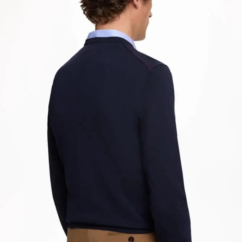 Pull en maille à col rond pour homme CH, manches longues, tricot intemporel, décontracté, essentiel 