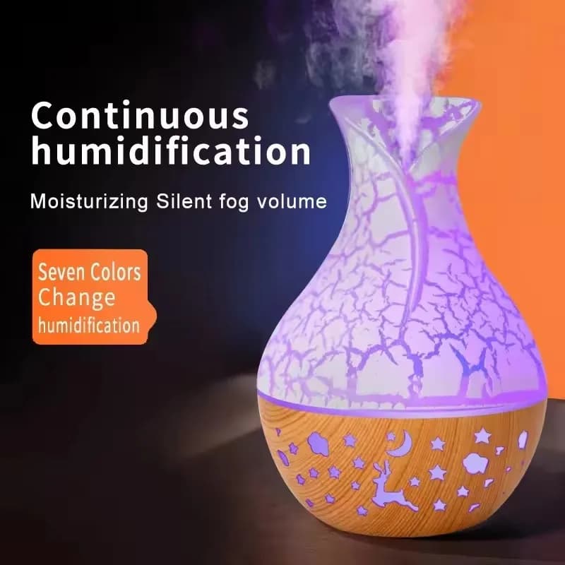 Humidificateur d'air à effet craquelé 7 couleurs, mécanique, domestique, à buse unique, diffuseur d'