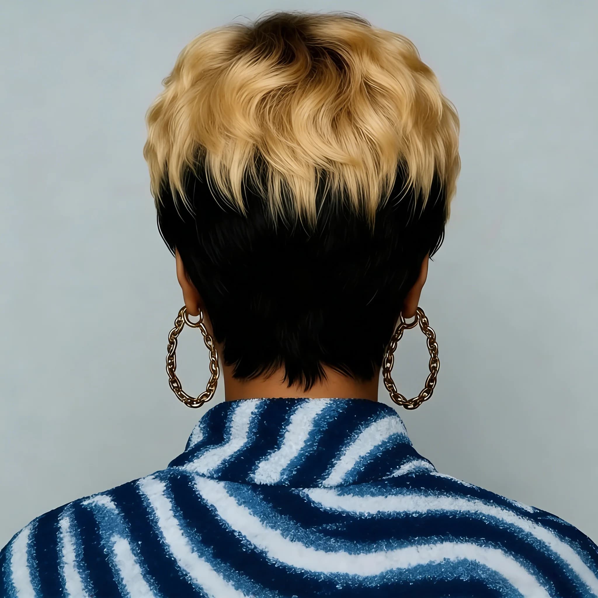 Perruque Pixie Cut en cheveux humains bouclés ondulés avec frange, entièrement fabriquée à la machin