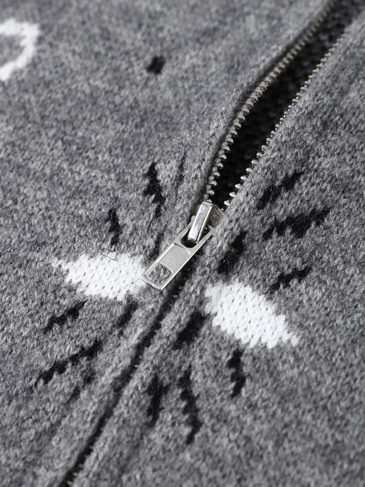 Cardigan Jacquard Printemps à Col Montant pour Femme, Manteau Chic à Manches Longues avec Fermeture 