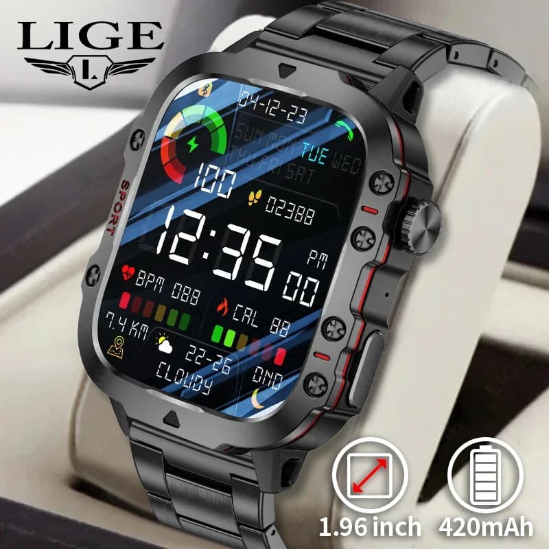 Montre intelligente militaire robuste pour hommes, montres d'extérieur lP68, étanche, 2026 ", voix A