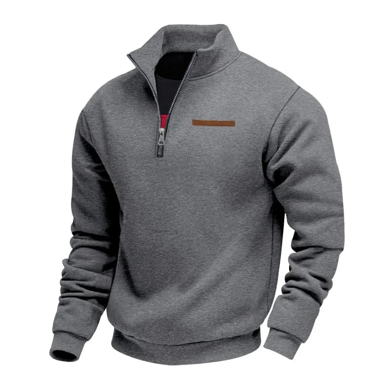 Pull américain à manches longues en polaire lourde pour homme, demi-fermeture éclair, ample, col mon