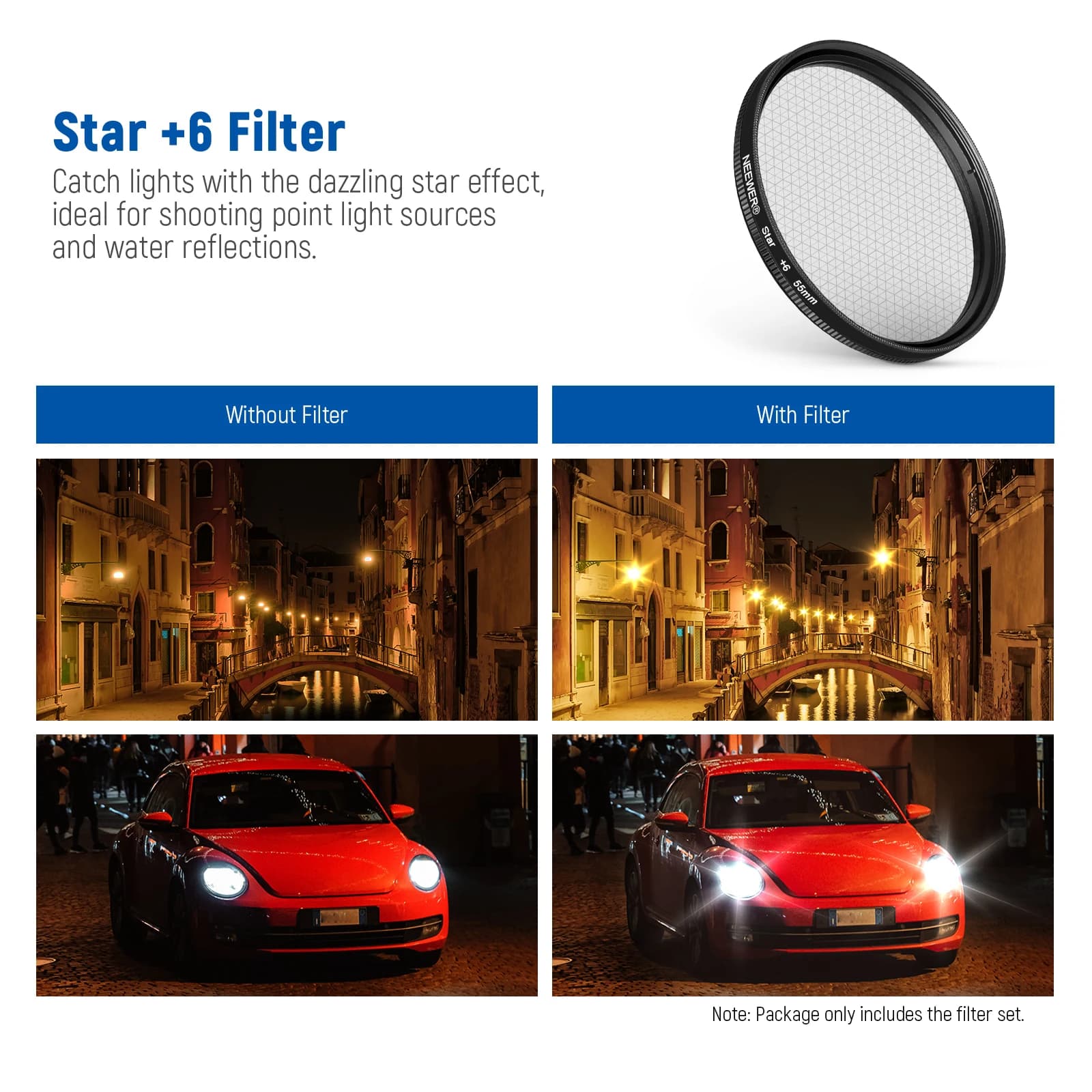 NEEWER – Kit de filtres ND32 ND pour téléphone et appareil photo, CPL, 4 filtres de couleur gradués,