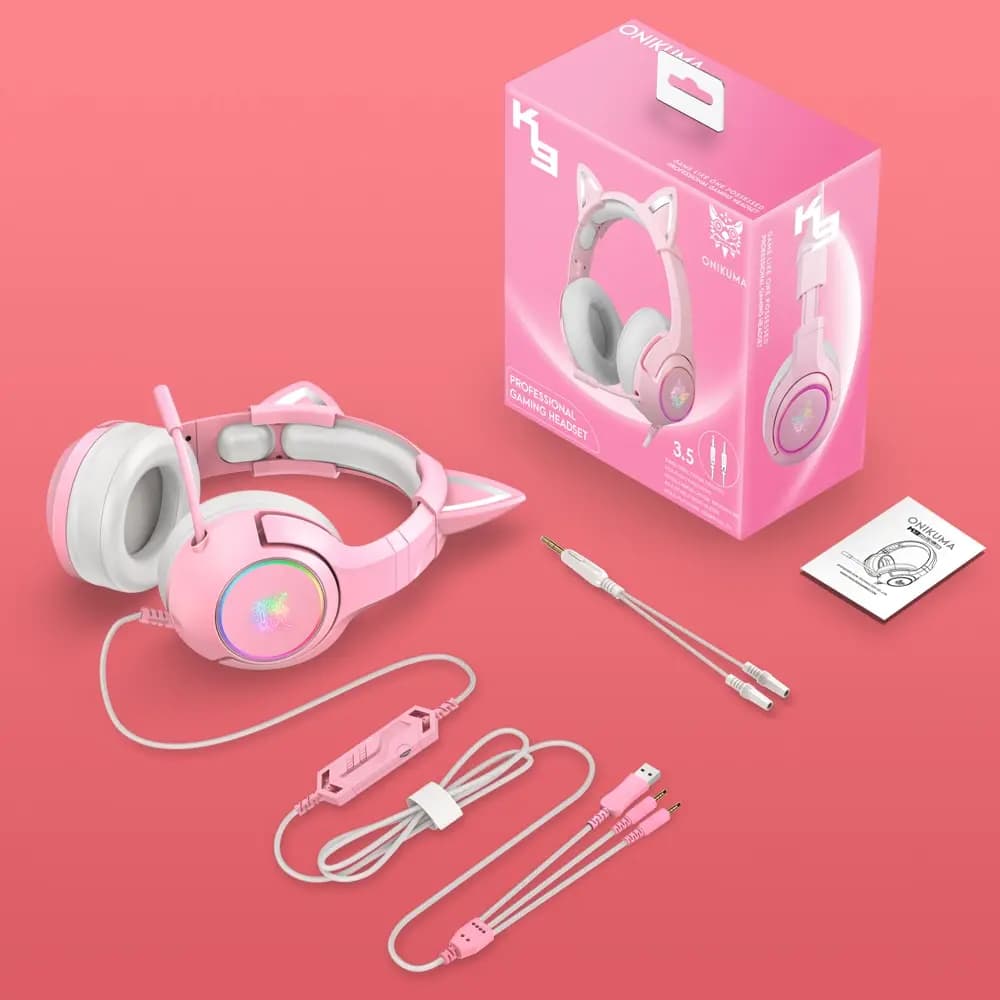 ONIKUMA K9 Filaire Casque avec RGB Lumière Flexible HD Mic 3.5mm Gaming Casque Ordinateur Écouteurs 
