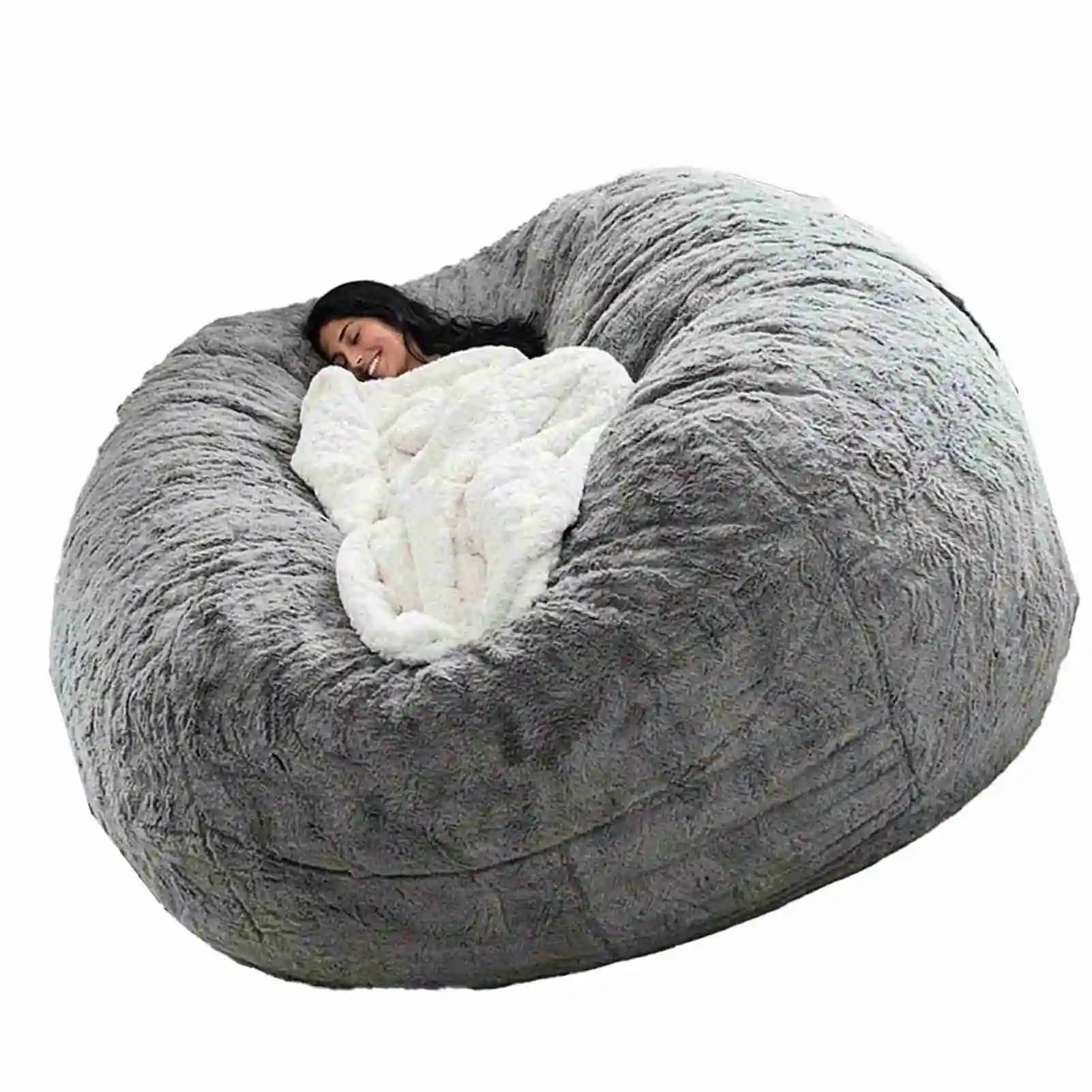 Pas de farci pouf gris chaise sacs de haricots géants Pouf canapé-lit bouffée Futon siège de chambre