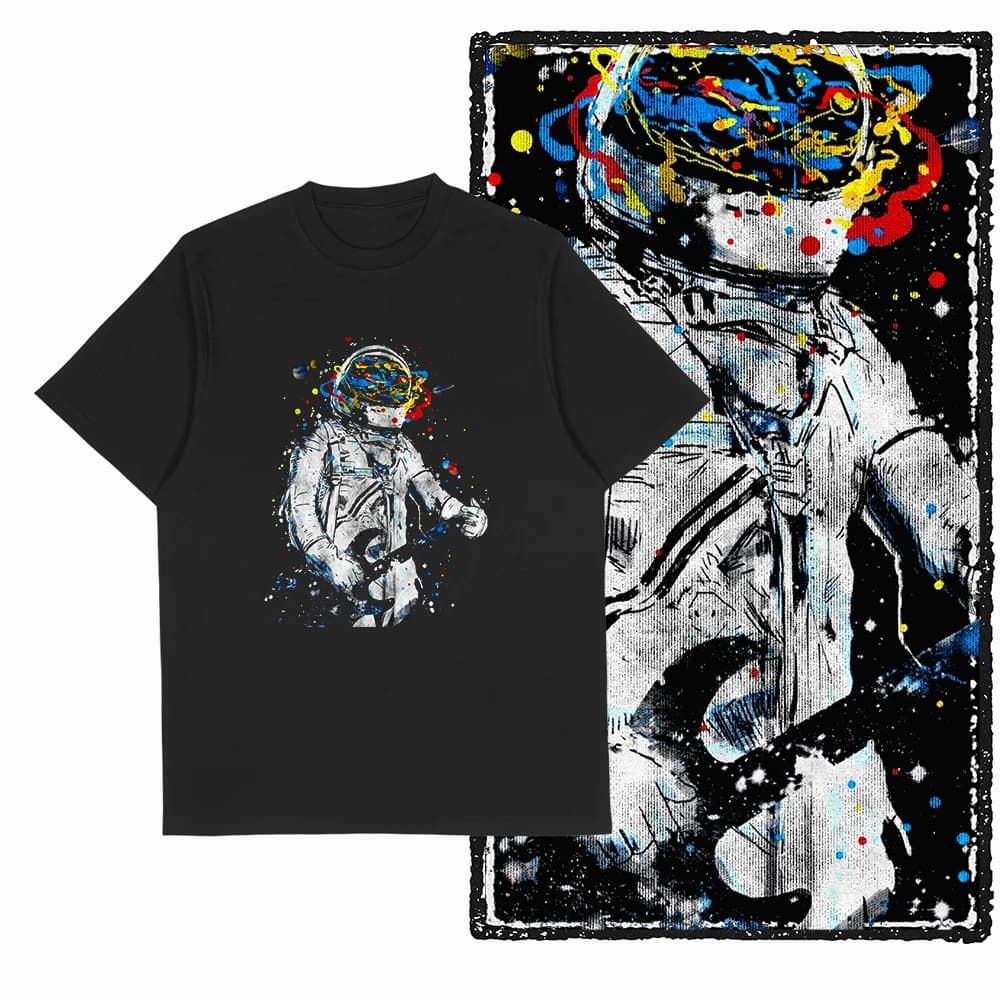 Coolmind SA 100% coton Spaceman astronaute graphique t-shirt pour hommes Cool lune imprimer grande t
