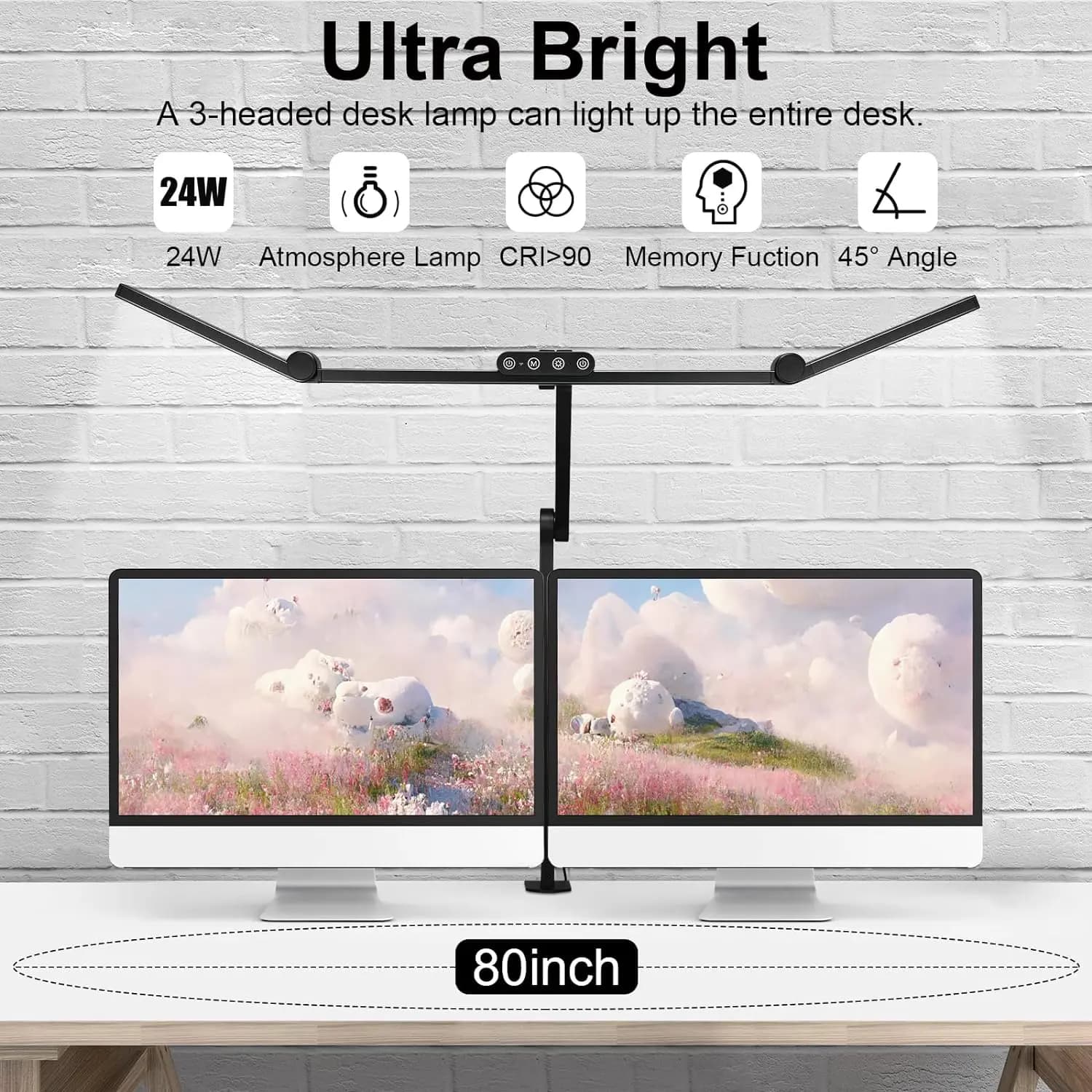 Grande lampe de bureau LED Transformable de 28,2 pouces avec pince, lumière ultra brillante d'archit