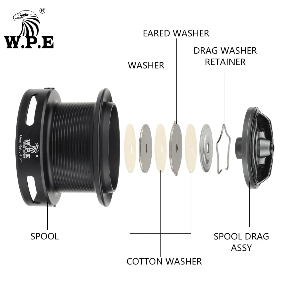 W.P.E EG moulinet de pêche Spinning 4500 5500 7 + 1 BBS 4.6:1 rapport de vitesse chargeur moulinet d