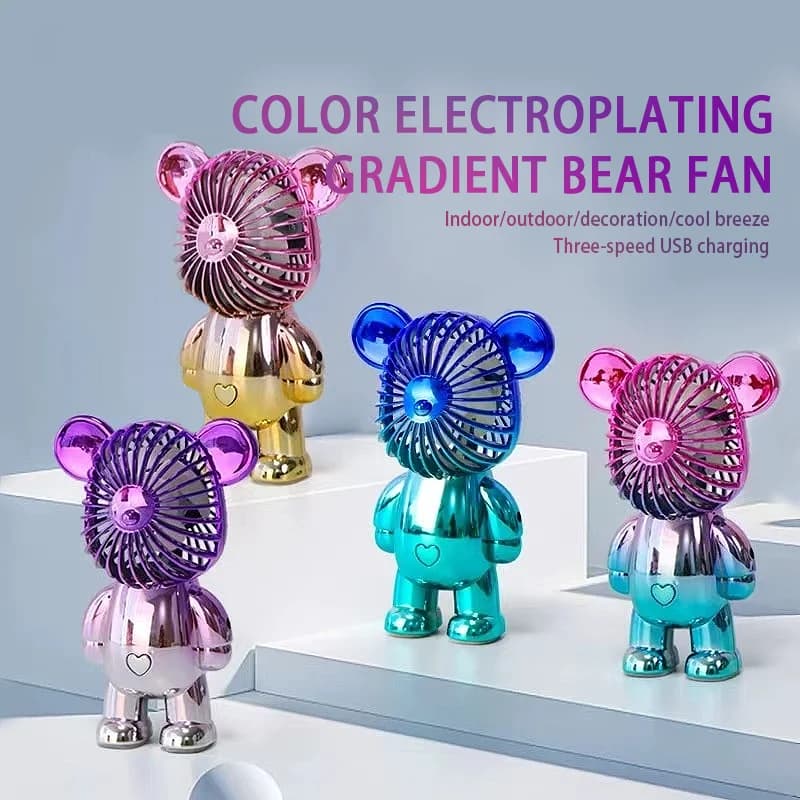 2024 galvanoplastie changement progressif ours ventilateur Mini couleur Graffiti ventilateur portati