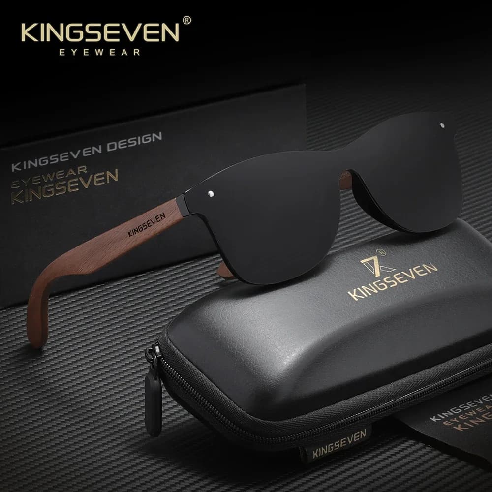 KINGSEVEN mode noyer lunettes de soleil hommes femmes polarisées UV400 lunettes de protection en boi