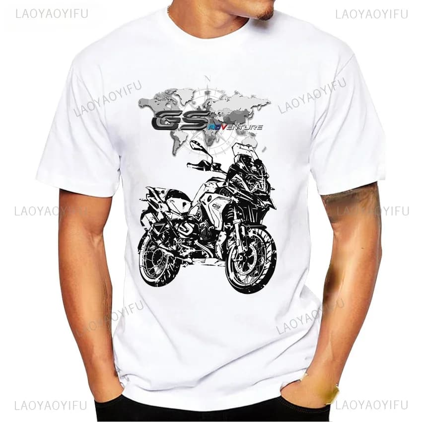 T-Shirt imprimé à col rond pour moto, en coton, à manches courtes, pour R1200GS, R1250 GS Adventure,