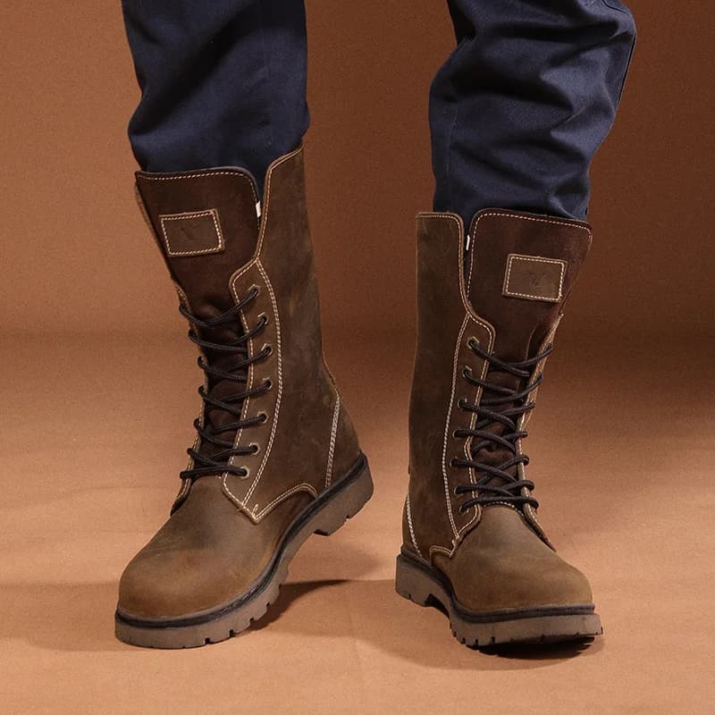 Bottes de randonnée en cuir pour hommes, bottes de moto imperméables, bottes de Combat de trekking, 