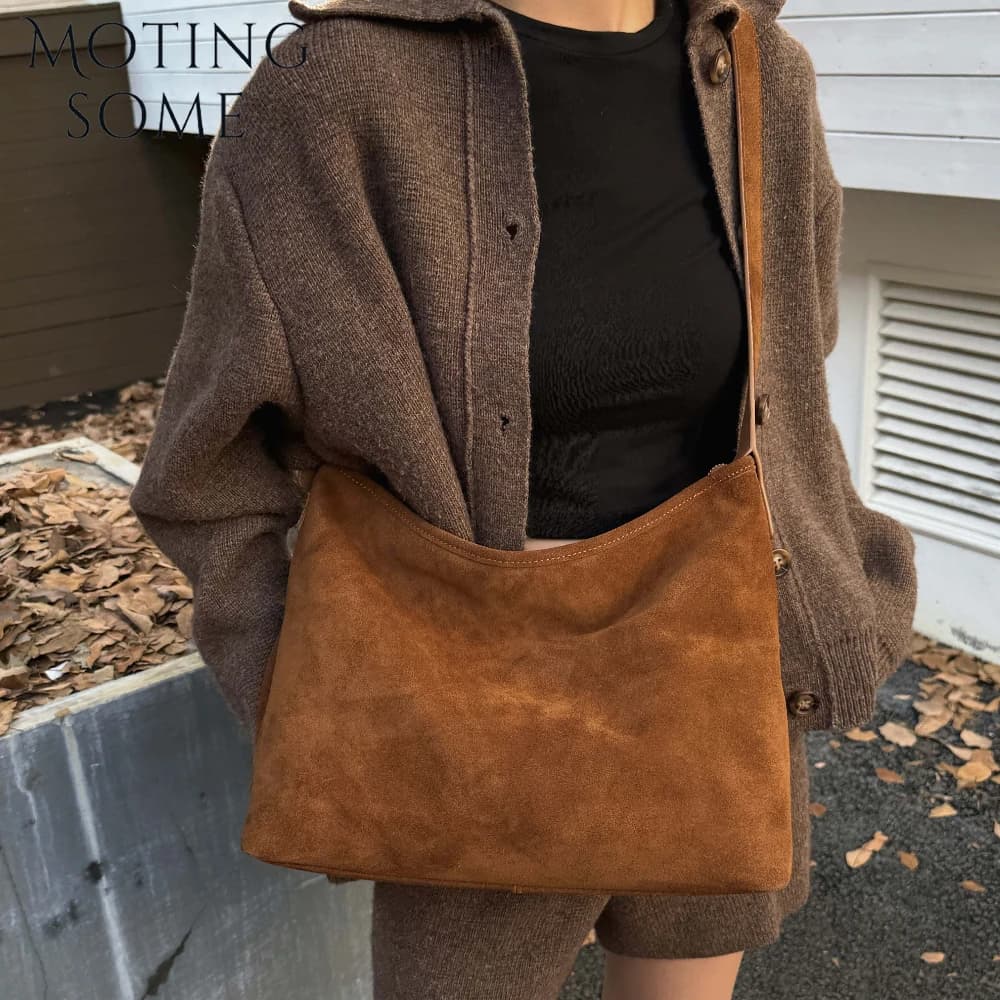 Motingsome naturel doux daim femme sacs grande capacité sac à main grand sous les bras sac de messag