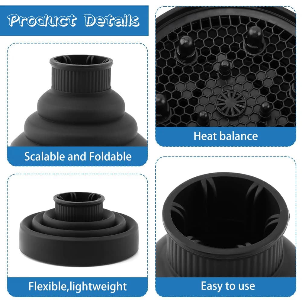 Diffuseur de cheveux pliable, accessoire pour sèche-cheveux, diffuseur Portable en Silicone pour che