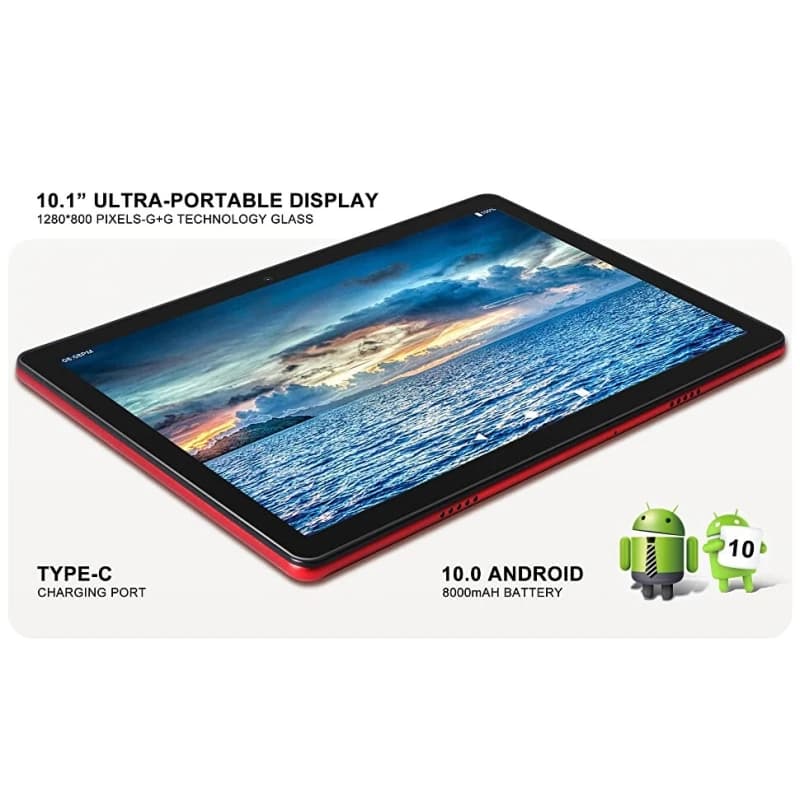 Tablette Android 10 10,1 pouces 4 Go de RAM 64 Go de ROM UNISOC T310 Quad-Core Double Caméra 1280 x 