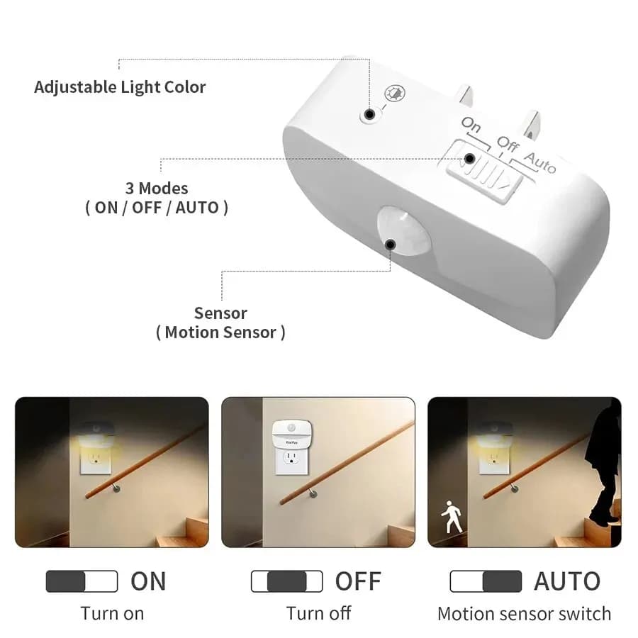 LED veilleuse avec capteur de mouvement lumière ue US prise lampes enfants veilleuses sans fil mur c