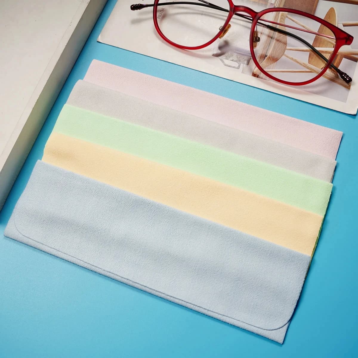 Chiffon de nettoyage de lunettes en microfibre, 5 pièces, adaptable pour écrans, lentilles en Nylon 