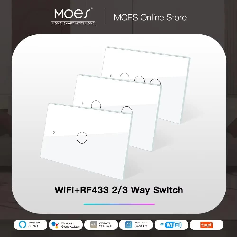 MOES-Commutateur de panneau en verre intelligent, Smart Life, Tuya App, Multi Control Association, C