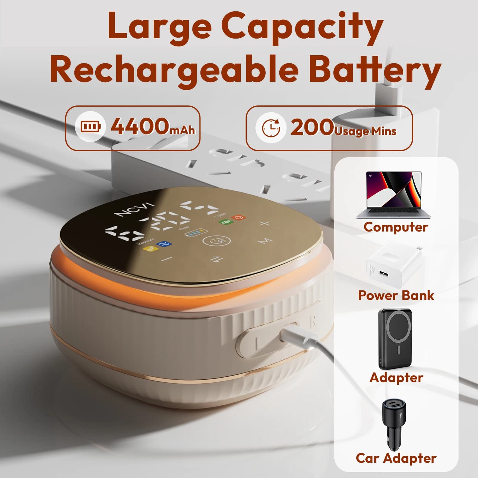 Tire-lait électrique double NCVI, batterie 4400 mAh, faible bruit, pompe à lait réglable, écran LED