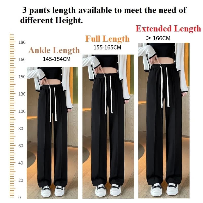 PELEDRESS-Pantalon Amincissant à Jambes Larges pour Femme, Ceinture Décorative, Noir et Gris, Style 