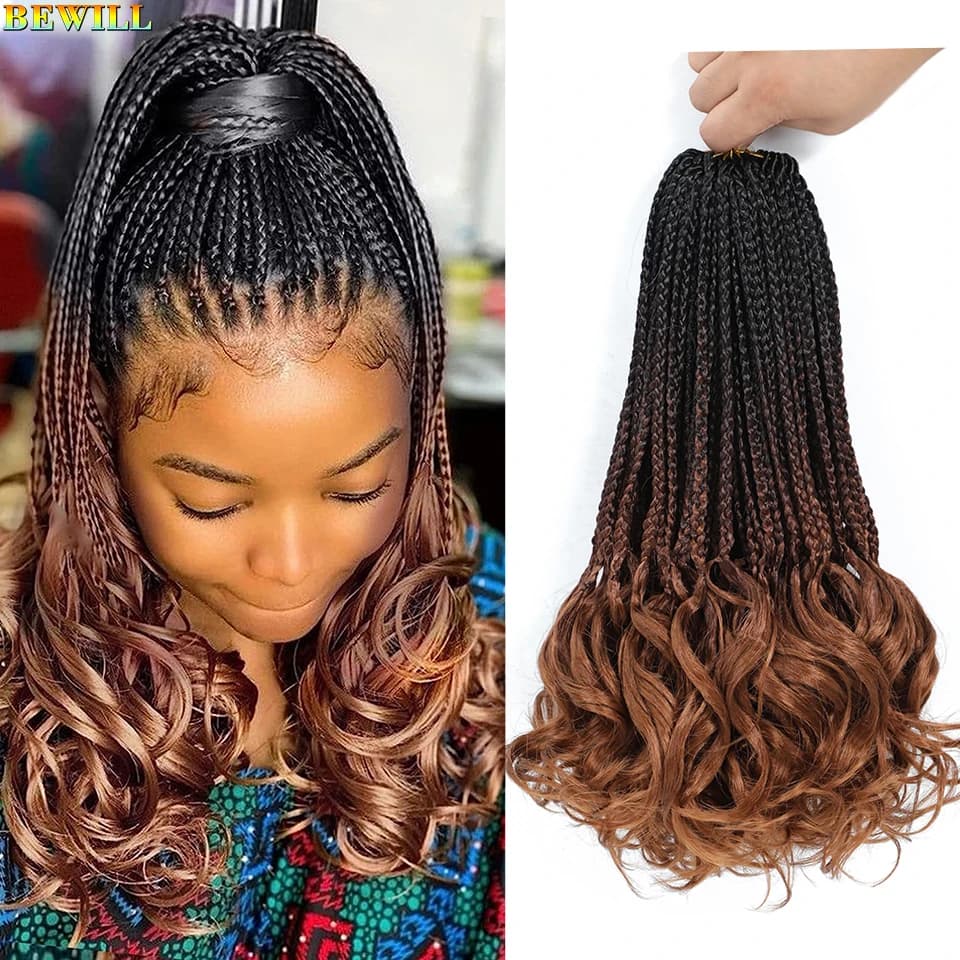 Tresses synthétiques au crochet de 14 pouces pour cheveux bouclés français, tresses en boîte de bouc