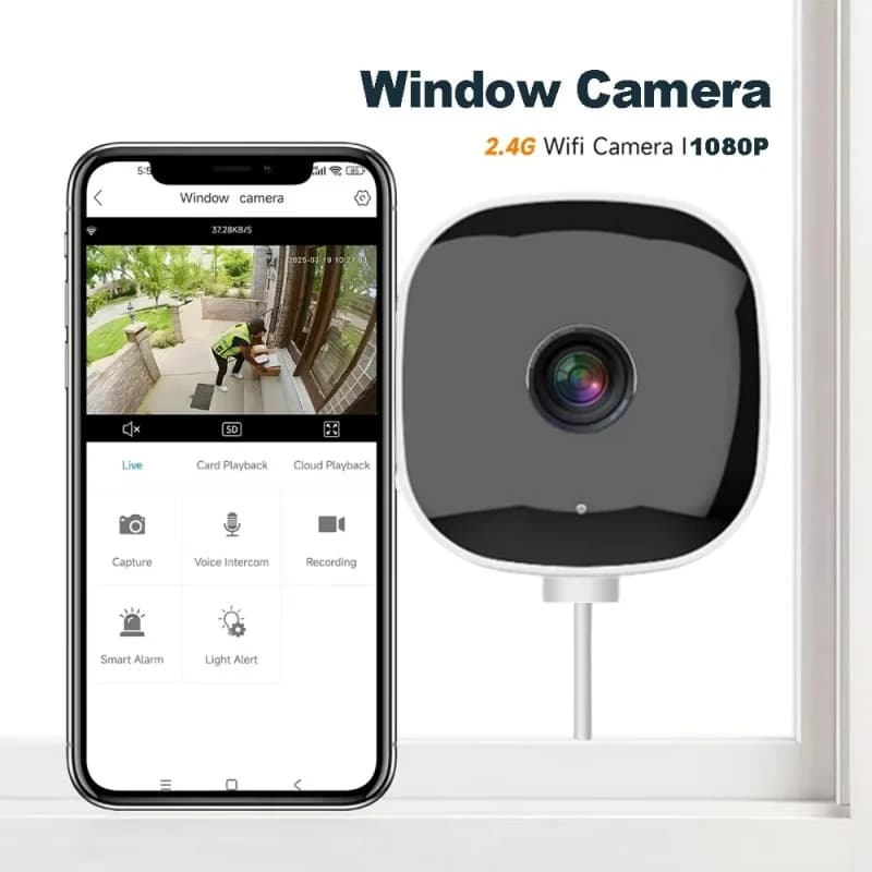 Caméra de surveillance montée sur fenêtre avec télécommande Wifi pour appareils mobiles, 30 millions