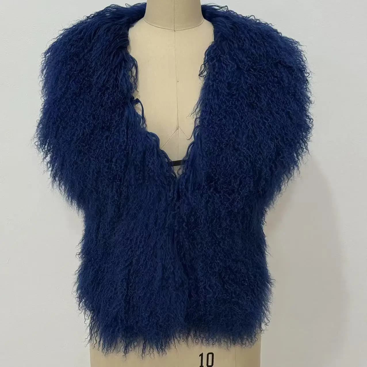Gilet en vraie fourrure de mouton mongole pour femmes, Streetwear, haut à col licou en vraie fourrur
