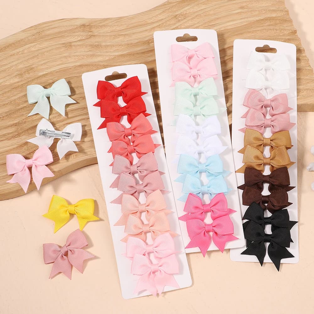 Pinces à cheveux avec nœuds pour enfants, couleur unie, pour bébés filles, ruban fait à la main, épi