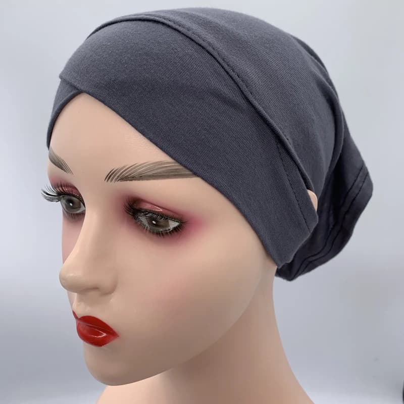 Jersey coton trou d'oreille sous-écharpe casquette front croix élastique musulman intérieur Hijab ca