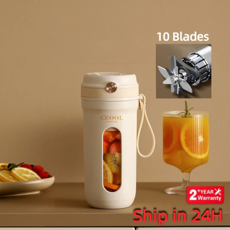 Mélangeur électrique portable, 10 pièces, 350ml, Ju479, fruits, 3000mAh, aste par USB, SmUnvétérans 