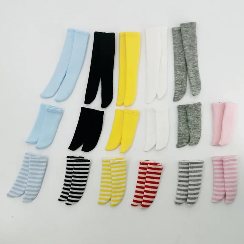 Blythe – bas de poupée, Legging Long noir et blanc pour bottes Blyth Azone, chaussettes de poupée OB