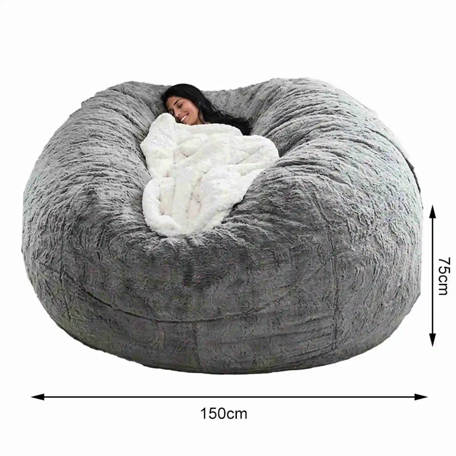 Pas de farci pouf gris chaise sacs de haricots géants Pouf canapé-lit bouffée Futon siège de chambre