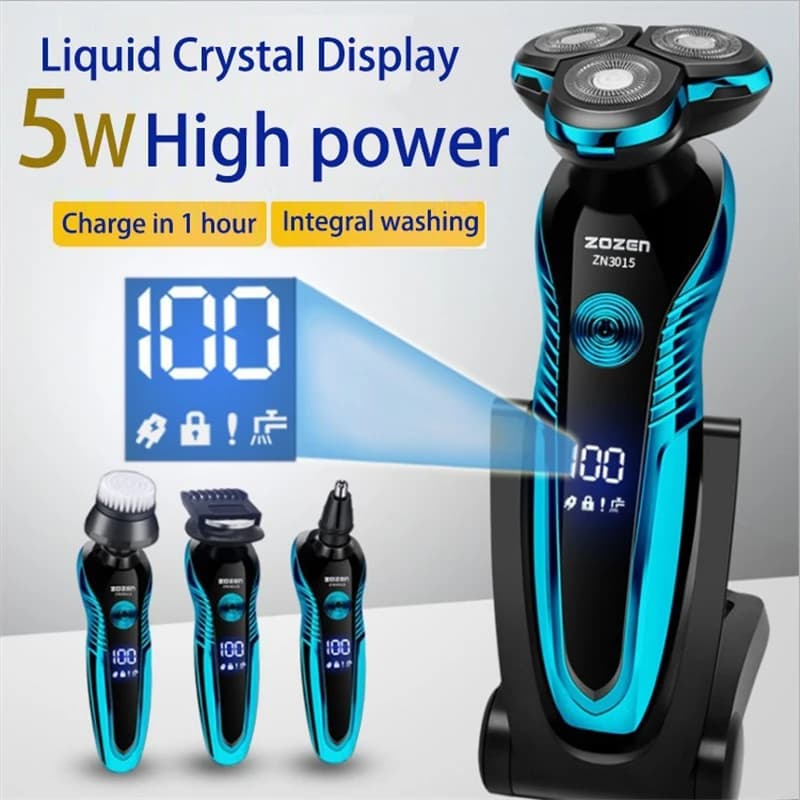 ZOZEN rasoir électrique rotatif rasoir électrique Rechargeable Machine à raser pour hommes tondeuse 