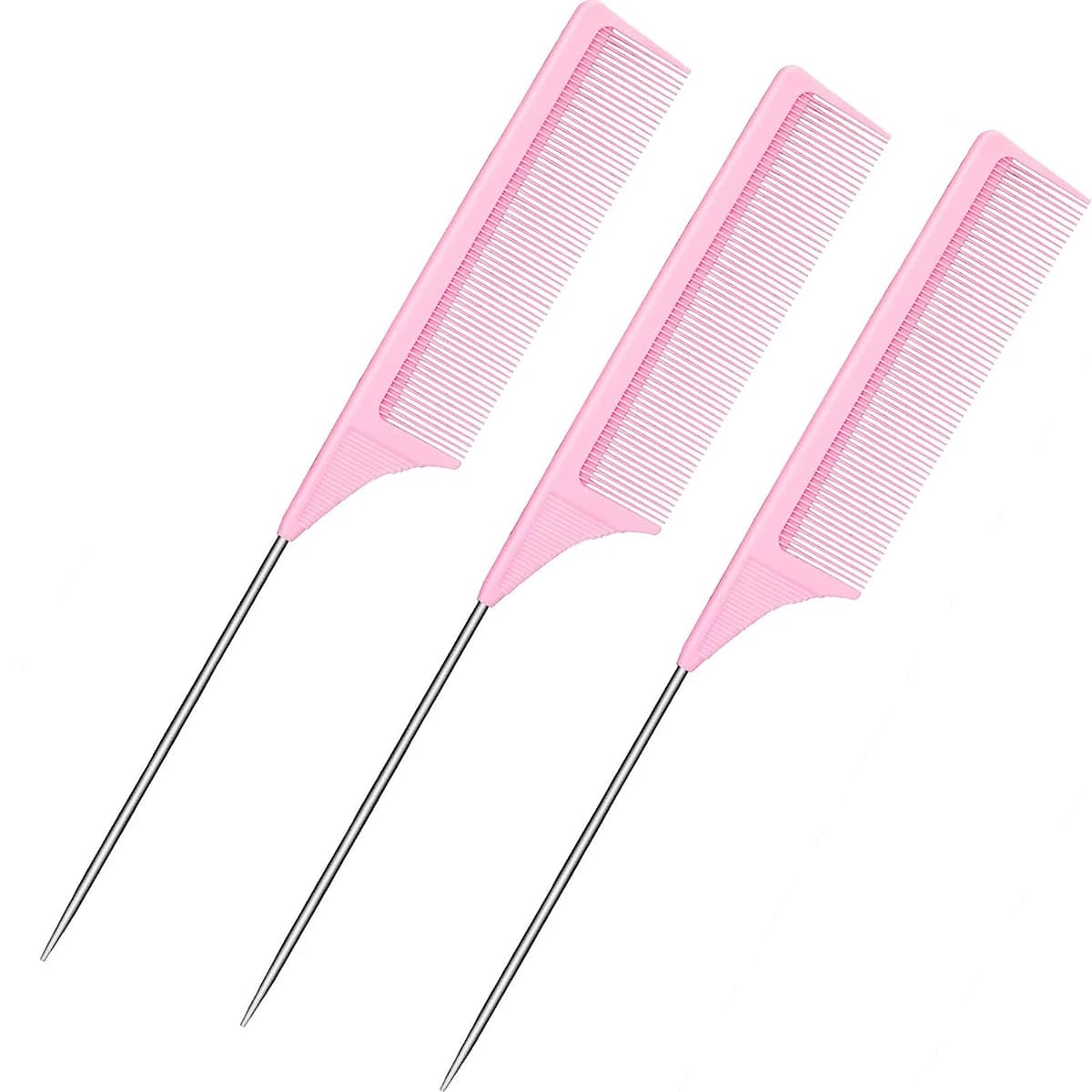 Peigne queue de cheval professionnel pointu pour salon, 3 pièces, antistatique, aiguille en acier, p