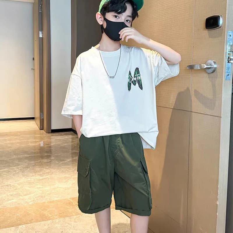 Ensemble de vêtements d'été pour adolescents garçons, T-shirt à manches courtes et pantalon, costume