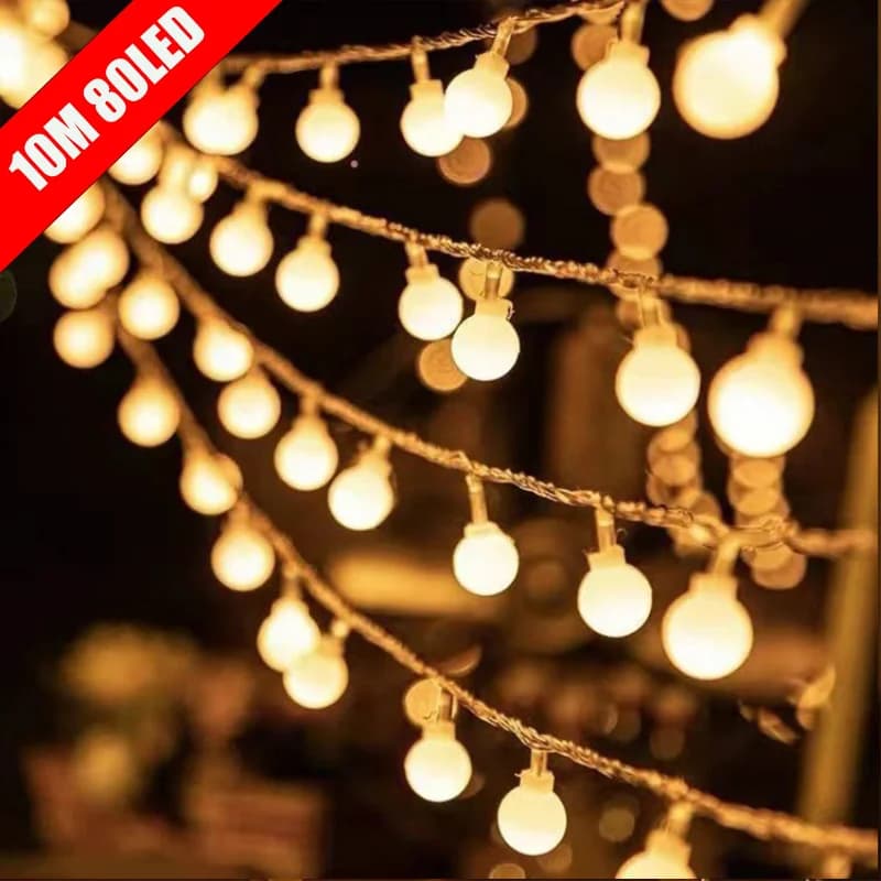 Guirlande lumineuse Globe féerique à petites boules de 10M, fonctionne avec USB/à piles, pour jardin