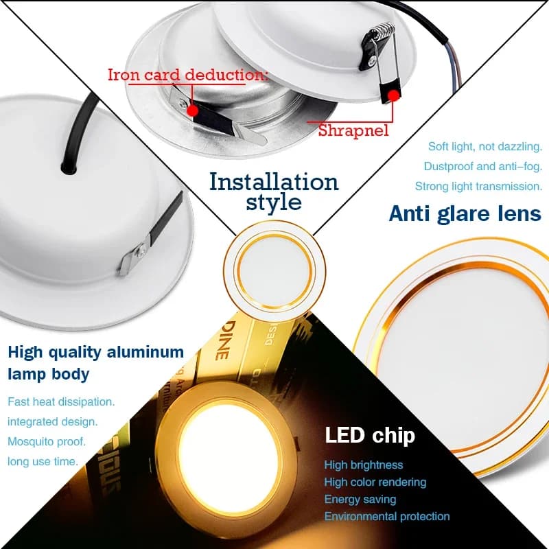 Led Downlight encastré rond plafonniers DC 12V 24V AC110V 220V 5W 9W 12W 15W 18W projecteur pour la 