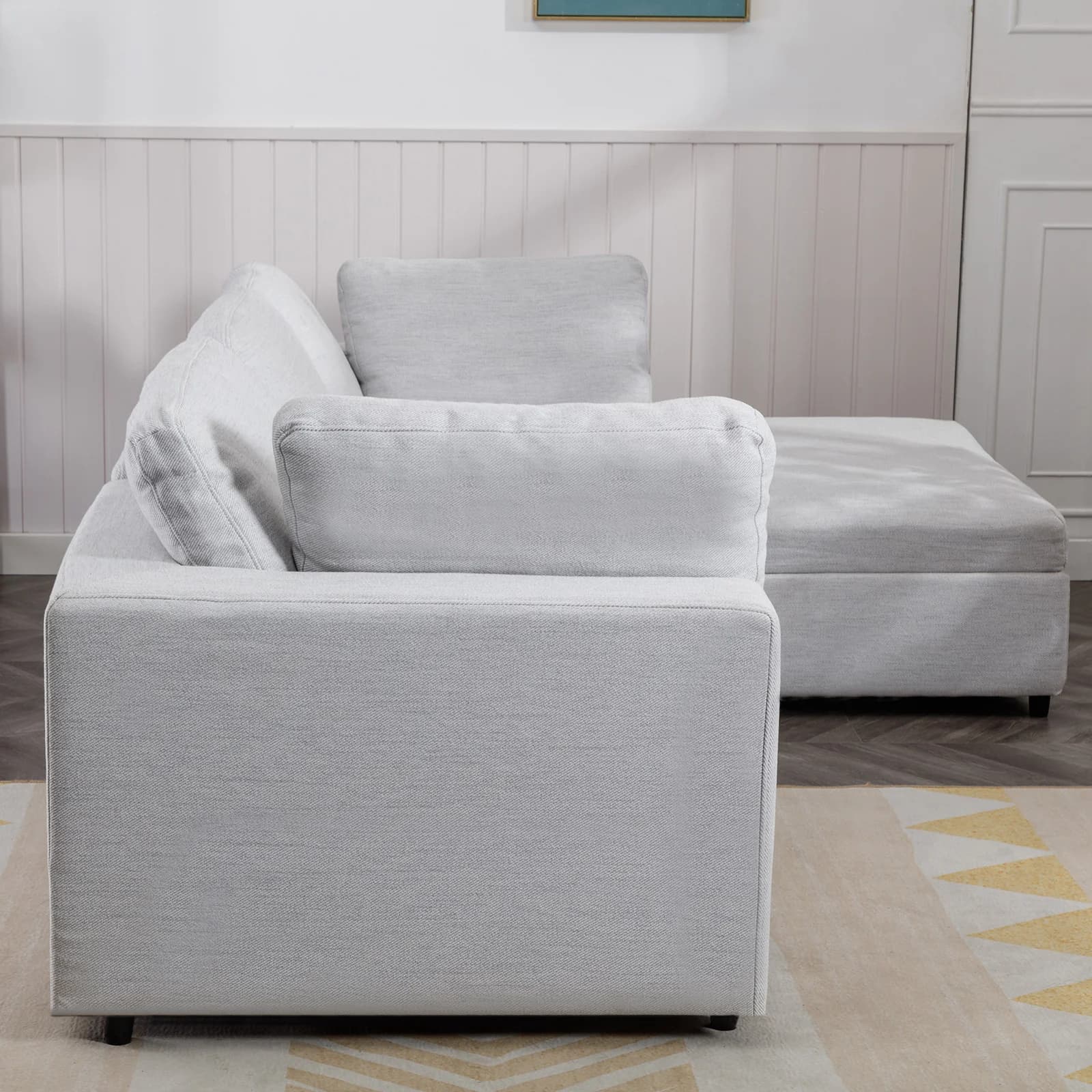 HORGgland-Canapé sectionnel en forme de L avec 2 coussins gratuits, chaise droite, O, 107 po