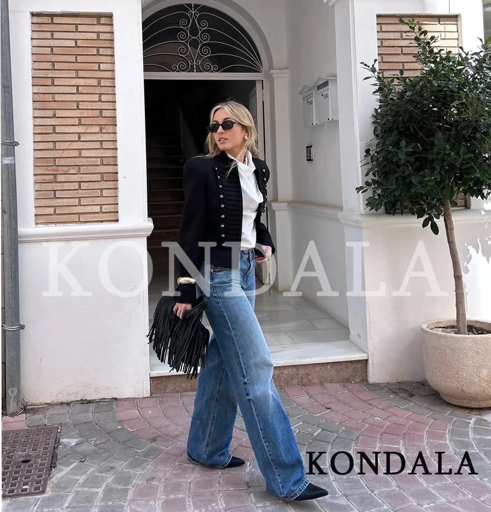 KONDALA Veste Slim Vintage Femme 2026 Nouvelles Tendances Printemps Vestes Napoléon Élégantes pour D