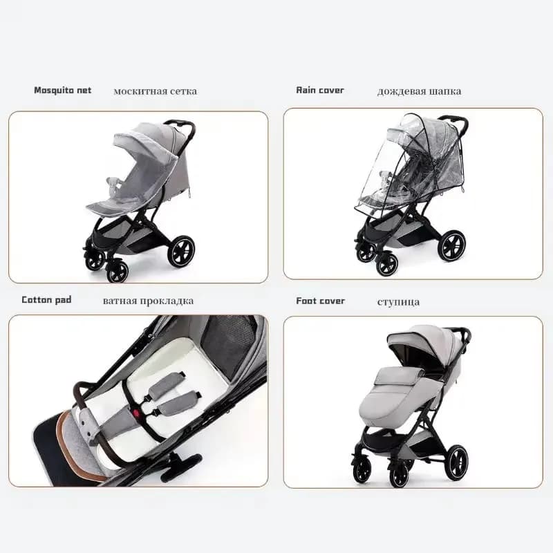 Poussette bébé ultra-légère, haute, portable, pour nouveau-né, avec amortisseurs, pour les 0-4 ans
