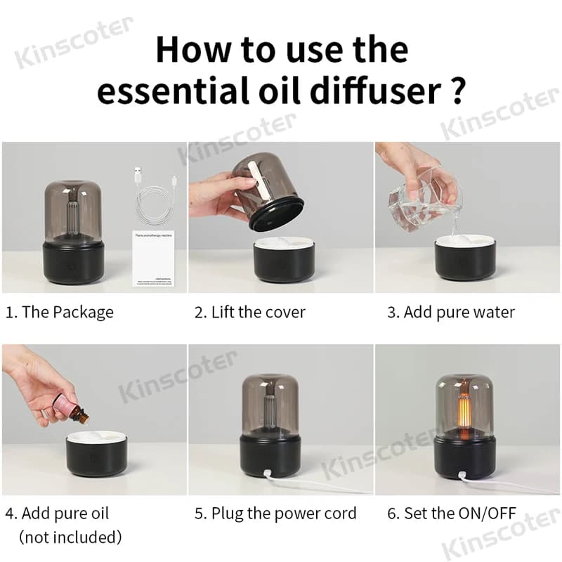 KINSCOTER – Mini diffuseur d'arôme Portable USB, humidificateur d'air, huile essentielle, veilleuse,