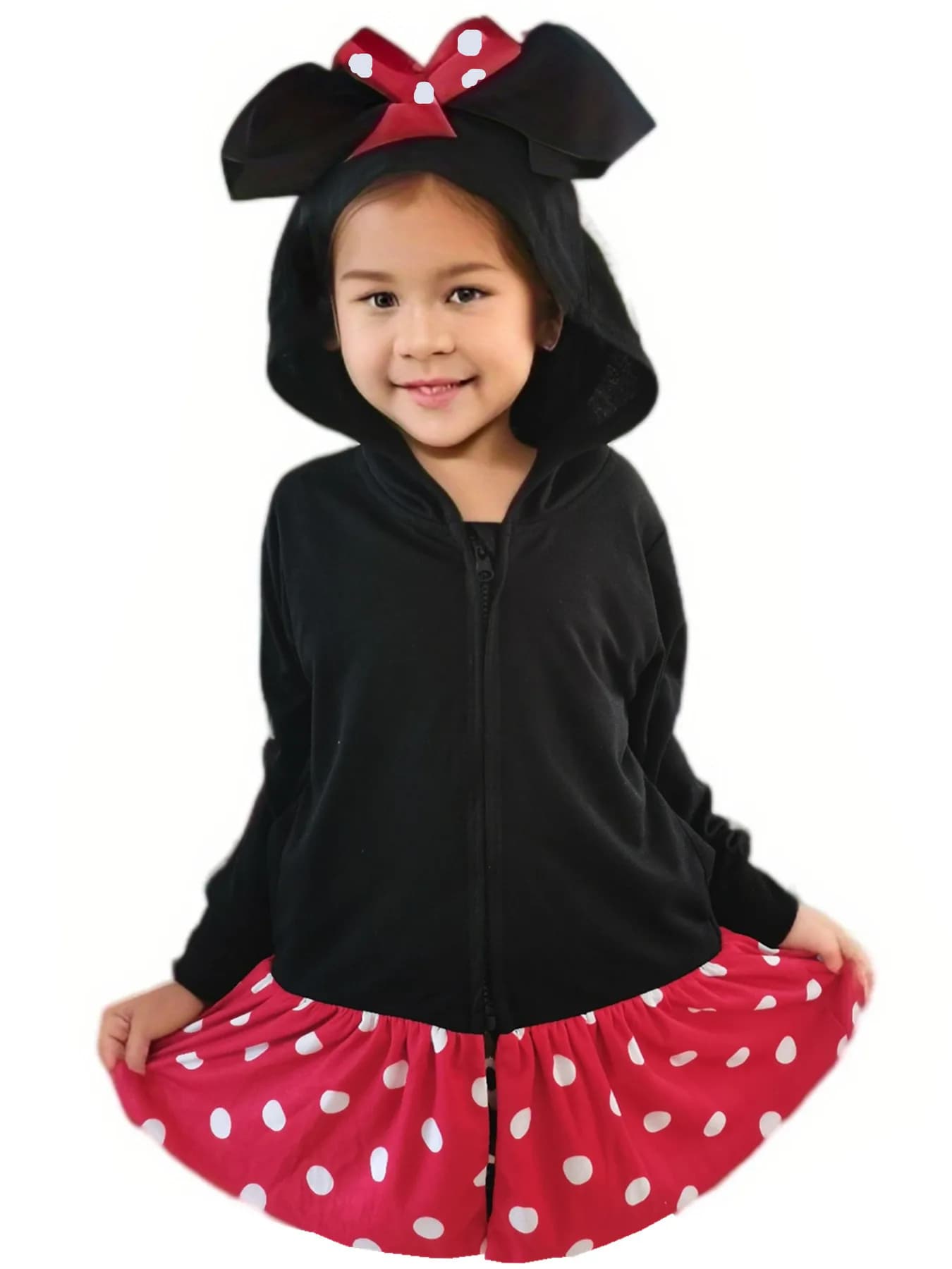 Sweat à capuche inspiré de la princesse pour fille, avec poches à nœuds, points rouges, haut mignon 