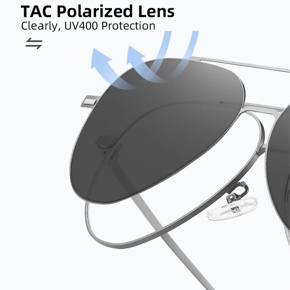 VIVIBEE Aviation magnétique polarisé pince sur lunettes de soleil pilote hommes Vision nocturne lune